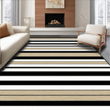 Minimalist Linear Stripe with Contrasting Black and Beige Bands(Beige)