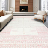 Ultra Soft Area Rug, Non Slip, Stain Resistant, Washable Area Rugs for Living Room, Bedroom, Modern Minimalist Area Rose & Cream(Pink)