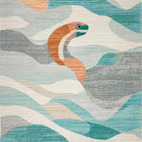 Ultra Soft Area Rug, Non Slip, Stain Resistant, Washable Area Rugs for Living Room, Bedroom, Gray and Teal Surf Board Rug Featuring Stylized Turtle and Ocean Ripples(Gray)