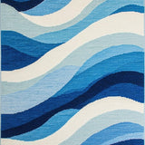 Ultra Soft Area Rug, Non Slip, Stain Resistant, Washable Area Rugs for Living Room, Bedroom, Serene Coastal Fluid Motif(Blue)
