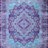 Ultra Soft Area Rug, Non Slip, Stain Resistant, Washable Area Rugs for Living Room, Bedroom, Elegant Light Blue Floral Motif(Blue)