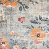 Lush Gray Orange Botanical Print(Gray)