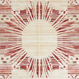 Ultra Soft Area Rug, Non Slip, Stain Resistant, Washable Area Rugs for Living Room, Bedroom, Boho Sunburst Rug Round Beige/Burgundy(Red)