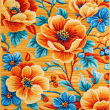Ultra Soft Area Rug, Non Slip, Stain Resistant, Washable Area Rugs for Living Room, Bedroom, Richly Colored Abstract Floral Fusion(Orange)