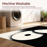 Ultra Soft Area Rug, Non Slip, Stain Resistant, Washable Area Rugs for Living Room, Bedroom, Contemporary Circular Abstract Design(Black)