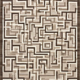 Ultra Soft Area Rug, Non Slip, Stain Resistant, Washable Area Rugs for Living Room, Bedroom, Contemporary Maze Floor with Interwoven Brown Beige Designs(Brown)