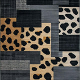 Ultra Soft Area Rug, Non Slip, Stain Resistant, Washable Area Rugs for Living Room, Bedroom, Minimalist Contemporary Print Inspiration(Black)