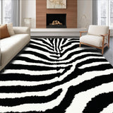 Ultra Soft Area Rug, Non Slip, Stain Resistant, Washable Area Rugs for Living Room, Bedroom, Bold Zebra Skin Bedroom Low Pile Floor Mat(Black)