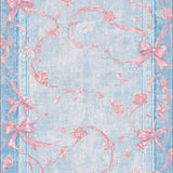 Ultra Soft Area Rug, Non Slip, Stain Resistant, Washable Area Rugs for Living Room, Bedroom, Scalloped Ribbon Edge Rug With Oversized Bow Motif And Preppy Curved Shapes(Blue)