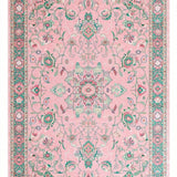 Ultra Soft Area Rug, Non Slip, Stain Resistant, Washable Area Rugs for Living Room, Bedroom, Floral Pastel Boho Elegance(Pink)