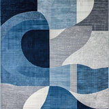Ultra Soft Area Rug, Non Slip, Stain Resistant, Washable Area Rugs for Living Room, Bedroom, Serene Modernist Fluid Form Layout(Blue)