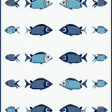 Ultra Soft Area Rug, Non Slip, Stain Resistant, Washable Area Rugs for Living Room, Bedroom, Coastal Whimsical Fish Motif(Blue)