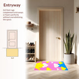 Ultra Soft Area Rug, Non Slip, Stain Resistant, Washable Area Rugs for Living Room, Bedroom, Sunny Playful Artistic Elements(Pink)