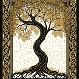 Ultra Soft Area Rug, Non Slip, Stain Resistant, Washable Area Rugs for Living Room, Bedroom, Rustic Tree Motif Elegance(Gold)
