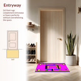 Ultra Soft Area Rug, Non Slip, Stain Resistant, Washable Area Rugs for Living Room, Bedroom, Retro Geometric Arcade Vibes(Pink)