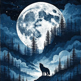 Dreamy Night Sky Wolf Illustration(Blue)