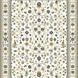 Ultra Soft Area Rug, Non Slip, Stain Resistant, Washable Area Rugs for Living Room, Bedroom, Classy Beige Oriental Abstract Floral Design(White)