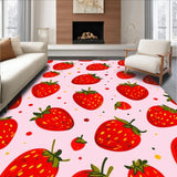 Ultra Soft Area Rug, Non Slip, Stain Resistant, Washable Area Rugs for Living Room, Bedroom, Vibrant Quirky Strawberry Aesthetic(Red)