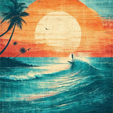 Ultra Soft Area Rug, Non Slip, Stain Resistant, Washable Area Rugs for Living Room, Bedroom, Tropical Surfboard Patterned Rug with Vibrant Wave Motifs and Sunset Hues(Orange)