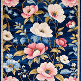 Ultra Soft Area Rug, Non Slip, Stain Resistant, Washable Area Rugs for Living Room, Bedroom, Artful Ogee Floral Aesthetic(Blue)