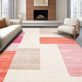 Ultra Soft Area Rug, Non Slip, Stain Resistant, Washable Area Rugs for Living Room, Bedroom, Chic Minimalist White and Pink(White)