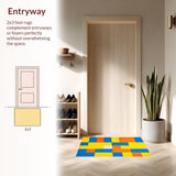 Ultra Soft Area Rug, Non Slip, Stain Resistant, Washable Area Rugs for Living Room, Bedroom, Playful Multi-Color Numbered Design(Yellow)