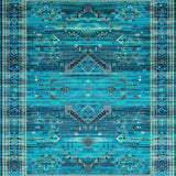 Ultra Soft Area Rug, Non Slip, Stain Resistant, Washable Area Rugs for Living Room, Bedroom, Elegant Nature-Infused Print Design(Blue)