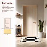 Minimalist Chic Design Large Floor Mat in Black Beige Tones(Beige)