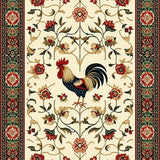 Ultra Soft Area Rug, Non Slip, Stain Resistant, Washable Area Rugs for Living Room, Bedroom, Rustic Farmhouse Kitchen Area with Charming Rooster & Floral Print(Beige)