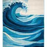 Ultra Soft Area Rug, Non Slip, Stain Resistant, Washable Area Rugs for Living Room, Bedroom, Serene Nautical Dreamscape Motif(Blue)