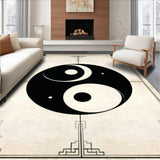 Ultra Soft Area Rug, Non Slip, Stain Resistant, Washable Area Rugs for Living Room, Bedroom, Contemporary Monochrome Symbolic Design(Black)