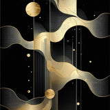Dramatic Black and Gold Swirling Composition(Black)