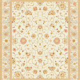 Ultra Soft Area Rug, Non Slip, Stain Resistant, Washable Area Rugs for Living Room, Bedroom, Oval Creamy Beige with Floral Motifs(Ivory)