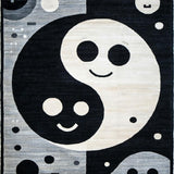 Ultra Soft Area Rug, Non Slip, Stain Resistant, Washable Area Rugs for Living Room, Bedroom, Psychedelic Monochrome Abstract Waves(Black)