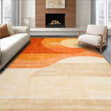 Ultra Soft Area Rug, Non Slip, Stain Resistant, Washable Area Rugs for Living Room, Bedroom, Vibrant Abstract Sun and Moon Motif(Orange)