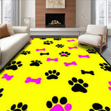 Ultra Soft Area Rug, Non Slip, Stain Resistant, Washable Area Rugs for Living Room, Bedroom, Vibrant Playful Paw Print Motif(Yellow)