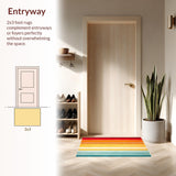 Ultra Soft Area Rug, Non Slip, Stain Resistant, Washable Area Rugs for Living Room, Bedroom, Boho Sunrise Stripe Rug With Easy Clean Surface For Versatile Decorating(Red)
