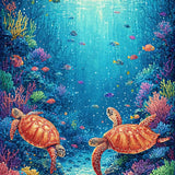 Ultra Soft Area Rug, Non Slip, Stain Resistant, Washable Area Rugs for Living Room, Bedroom, Marine Life Wonder Rug Featuring Aquatic Turtles Navigating Colorful Reefs(Blue)