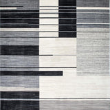 Ultra Soft Area Rug, Non Slip, Stain Resistant, Washable Area Rugs for Living Room, Bedroom, Contemporary Artful Linear Design(Gray)
