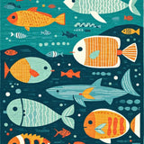 Ultra Soft Area Rug, Non Slip, Stain Resistant, Washable Area Rugs for Living Room, Bedroom, Whimsical Marine Creature Aesthetic(Blue)