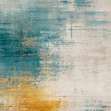 Ultra Soft Area Rug, Non Slip, Stain Resistant, Washable Area Rugs for Living Room, Bedroom, Vibrant Ombre Circle Rug in Distressed Blue Shades with Modern Touch(Blue)