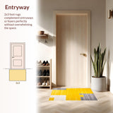 Ultra Soft Area Rug, Non Slip, Stain Resistant, Washable Area Rugs for Living Room, Bedroom, Vibrant Modern Geometric Composition(Yellow)
