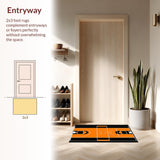 Ultra Soft Area Rug, Non Slip, Stain Resistant, Washable Area Rugs for Living Room, Bedroom, Playful Court Lines Design(Orange)
