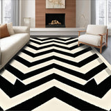 Ultra Soft Area Rug, Non Slip, Stain Resistant, Washable Area Rugs for Living Room, Bedroom, Reversible Patio Area with Modern Chevron Stripes and Contrast Borders(Black)