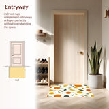 Ultra Soft Area Rug, Non Slip, Stain Resistant, Washable Area Rugs for Living Room, Bedroom, Artistic Colorful Fruit Visuals(Orange)