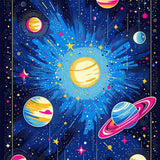 Ultra Soft Area Rug, Non Slip, Stain Resistant, Washable Area Rugs for Living Room, Bedroom, Charming Cosmic Fantasy Illustration(Blue)