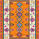 Ultra Soft Area Rug, Non Slip, Stain Resistant, Washable Area Rugs for Living Room, Bedroom, Artistic Medallion Pattern Fusion(Orange)