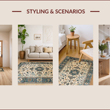 Ultra Soft Area Rug, Non Slip, Stain Resistant, Washable Area Rugs for Living Room, Bedroom, Rustic Earthy Floral Aesthetic(Beige)