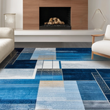Ultra Soft Area Rug, Non Slip, Stain Resistant, Washable Area Rugs for Living Room, Bedroom, Rustic Coastal Marbled Design Element(Blue)