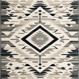 Ultra Soft Area Rug, Non Slip, Stain Resistant, Washable Area Rugs for Living Room, Bedroom, Tribal Chevron and Diamond Motifs Round Area with Southwest Vibes(Gray)